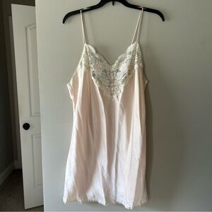 Vintage Elegant Cream Lace Trim Slip Dress
